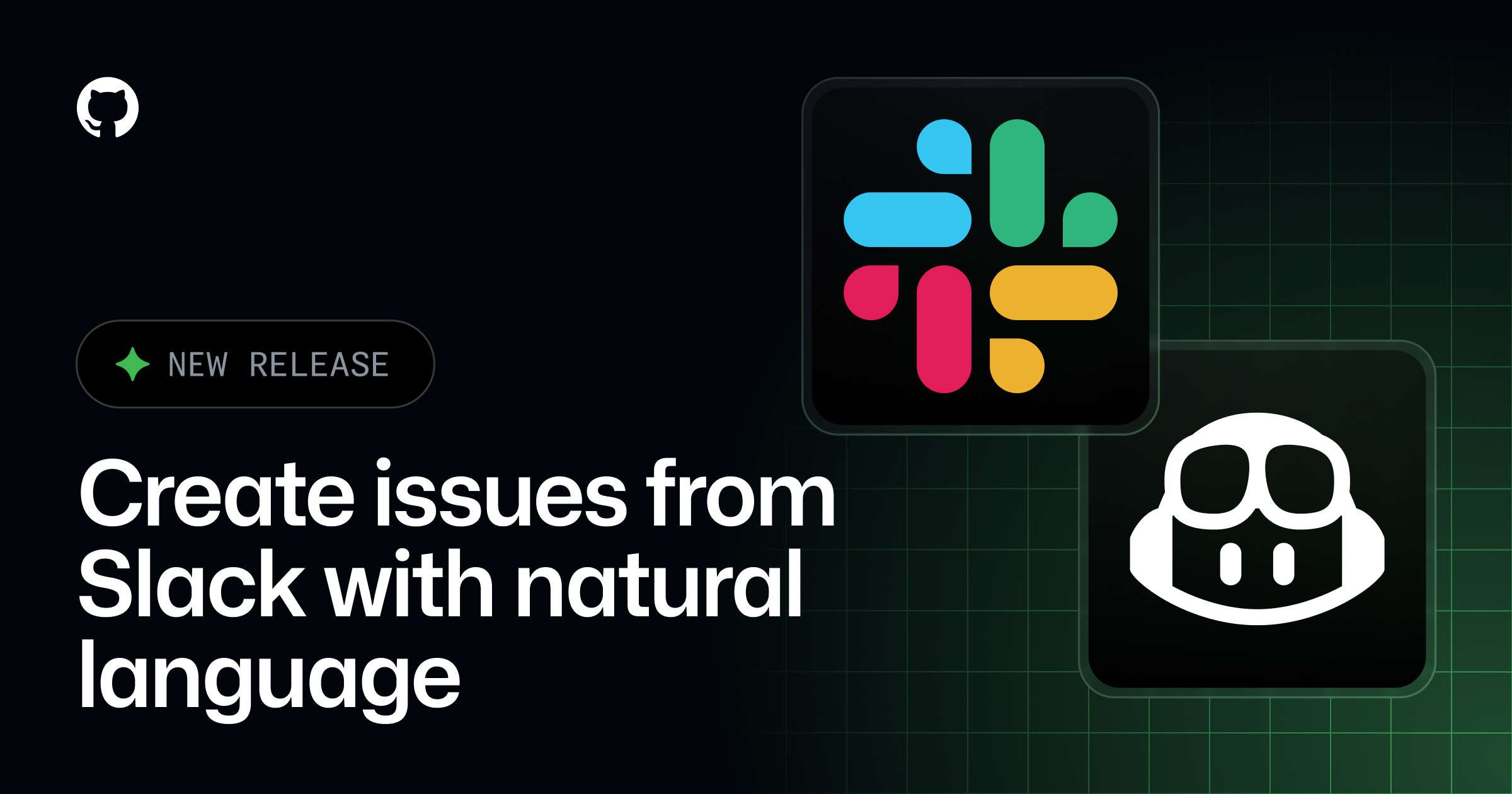 GitHub 在 Slack 中通过 Copilot 创建 Issue 的官方示意图